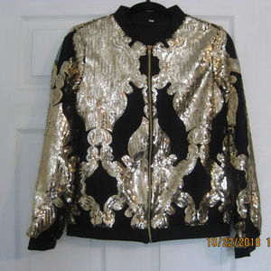 BLACK BOMBER JACKET WITH SEQUINS NEW